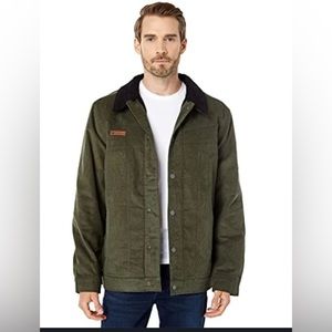 Obermeyer Green Condor Corduroy Jacket Black Sherpa Lined Snaps Mens Size M
